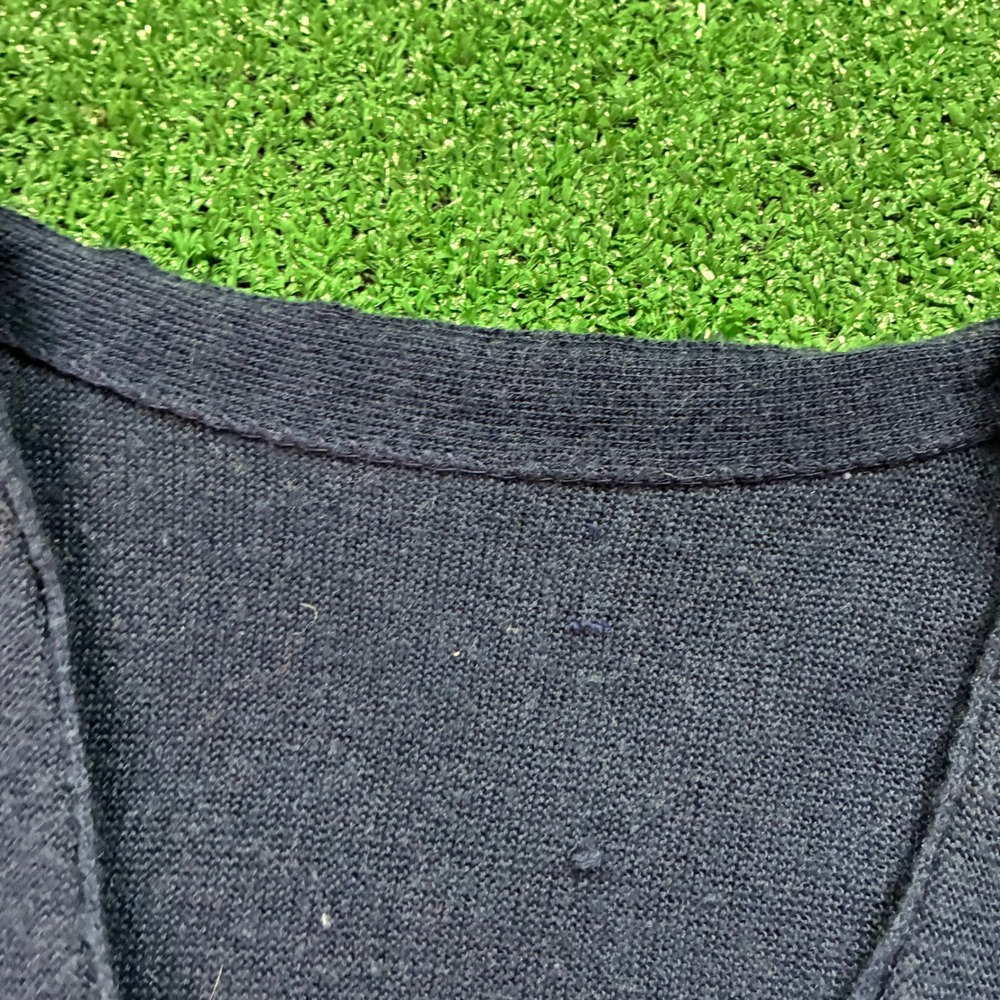 Vintage 70's Navy Blue Button Up Cardigan Sweater - Picture 2 of 3